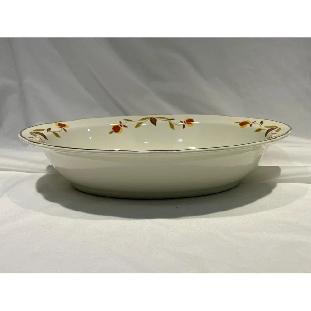 Hall's Jewel Tea Autumn Leaf Oval Serving Bowl Vegetable Dish 10.5 x 8 Vtg